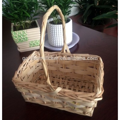 Rectangular wicker wedding gift basket for customer,wicker flower basket for decoration