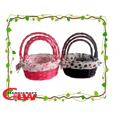 Set of 3 woodchip and willow basket wholesale,wedding gift fruit basket decoration,wicker egg basket